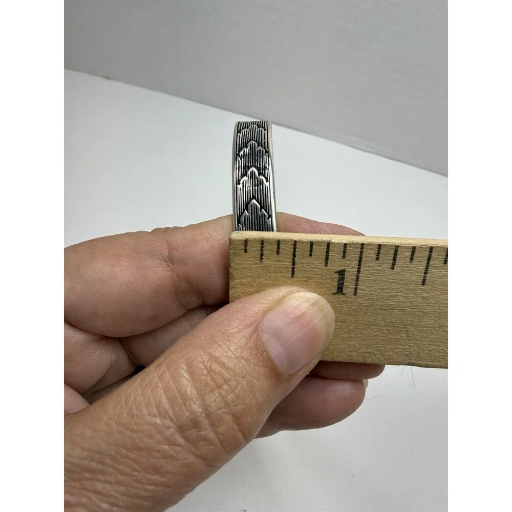 Yield Of Men 925 Sterling Silver Etched Cuff Bracelet 20.54g